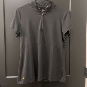 EP New York Golf Quarter Zip Polo Black Gold Accent Short Sleeve Size M